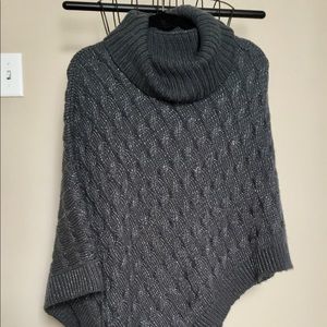 Cable Knit Asymmetrical Poncho Sweater